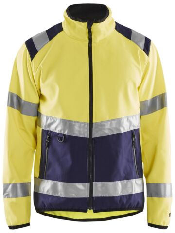 Blåkläder 4877-2516 Softshell jack High Vis High Vis Geel/Marineblauw