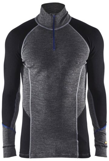 Blåkläder 4899-1732 Onderhemd met halve rits merinowol WARM Medium grijs/Zwart