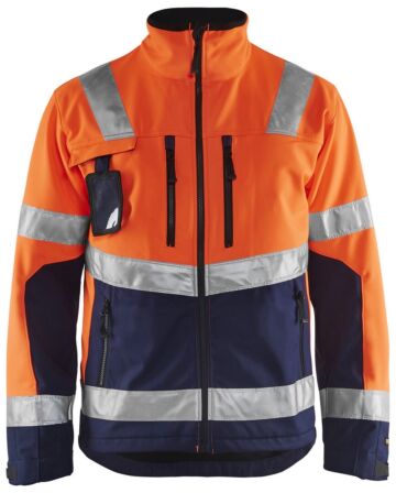 Blåkläder 4900-2517 Softshell jack High Vis High Vis Oranje/Marineblauw