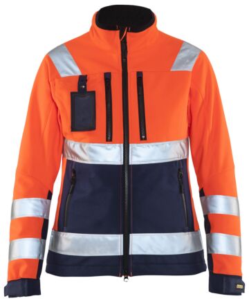 Blåkläder 4902-2517 Dames Softshell jack High Vis High Vis Oranje/Marineblauw