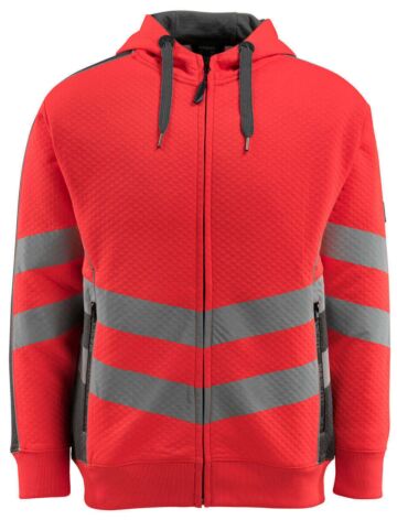 Mascot 50138-932 Capuchontrui met rits Hi-Vis Rood/Donkerantraciet