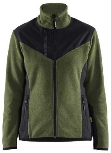 Blåkläder 5943-2536 Dames gebreid vest met softshell Herfstgroen/Zwart