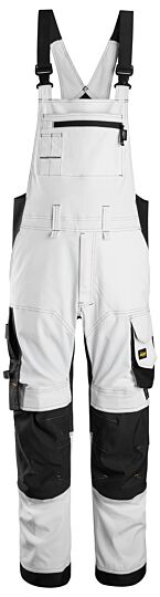 Snickers 6051 AllroundWork Stretch Bib & Brace broek Wit/Zwart