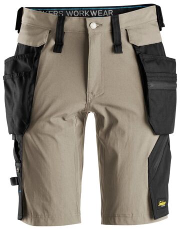 Snickers 6108 LiteWork Kortebroek+ met afneembare Holsterzakken Khaki
