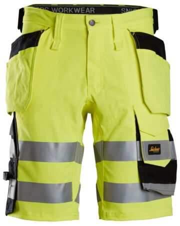 Snickers 6135 High-Vis Klasse 1 Stretch Korte Werkbroek met Holsterzakken High-Vis Geel/Zwart
