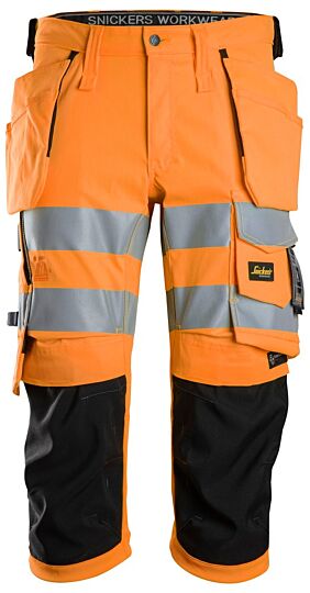 Snickers 6138 High-Vis Klasse 1/2 Stretch Pirate Broek met Holsterzakken High-Vis Oranje/Zwart