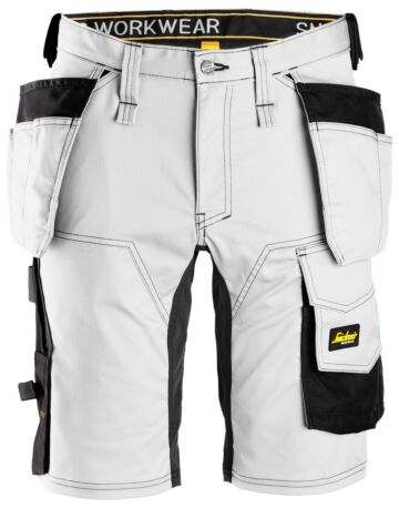 Snickers 6141 AllroundWork Stretch Korte Broek met Holsterzakken Wit/Zwart