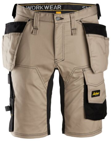 Snickers 6141 AllroundWork Stretch Korte Broek met Holsterzakken Khaki