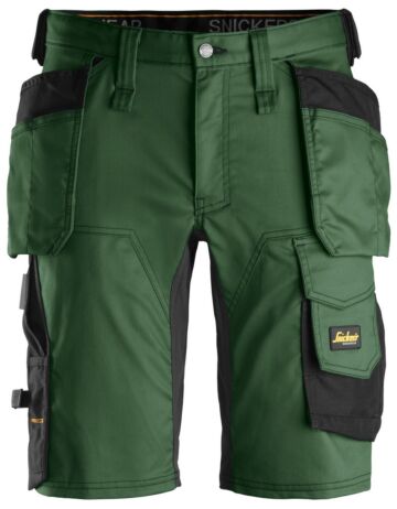 Snickers 6141 AllroundWork Stretch Korte Broek met Holsterzakken Bosgroen/Zwart