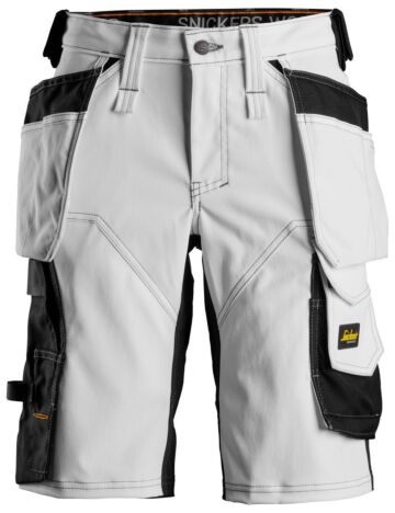 Snickers 6147 AllroundWork Dames Stretch Korte Broek met Holsterzakken Wit/Zwart