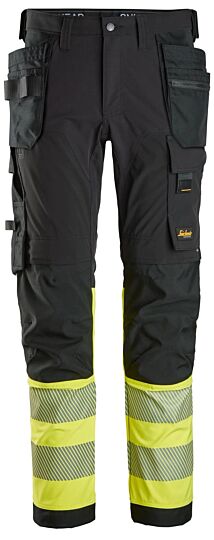 Snickers 6231 4-Way Stretch Werkbroek met Holsterzakken Klasse 1 Zwart/High-Vis Geel