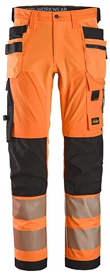 Snickers 6232 4-Way Stretch Werkbroek met Holsterzakken Klasse 2 High-Vis Oranje/Zwart