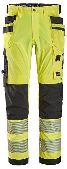 Snickers 6232 4-Way Stretch Werkbroek met Holsterzakken Klasse 2 High-Vis Geel/Zwart