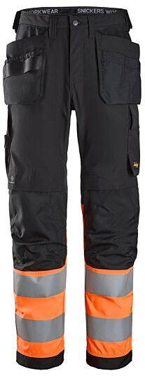 Snickers 6239 Werkbroek met Holsterzakken Klasse 1 Zwart/High-Vis Oranje