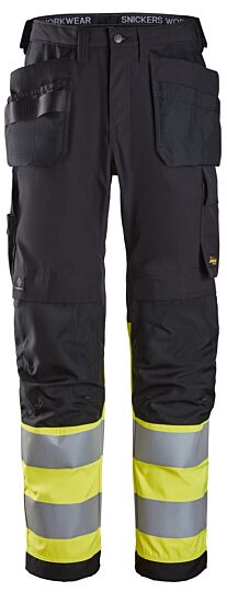 Snickers 6239 Werkbroek met Holsterzakken Klasse 1 Zwart/High-Vis Geel