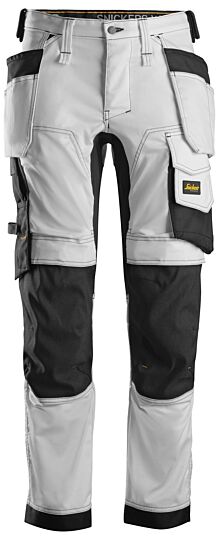 Snickers 6241 AllroundWork Stretch Werkbroek met Holsterzakken Wit/Zwart