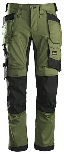Snickers 6241 AllroundWork Stretch Werkbroek met Holsterzakken Khakigroen/Zwart