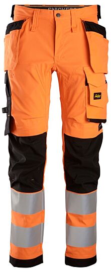 Snickers 6243 Allround High-Vis Stretch Werkbroek met Holsterzakken KL2 High-Vis Oranje/Zwart