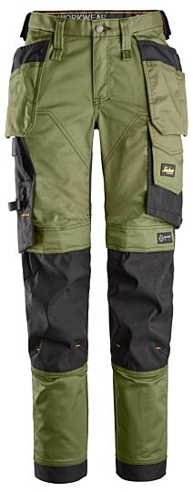 Snickers 6247 Dames Stretchbroek met Holsterzakken Khakigroen/Zwart