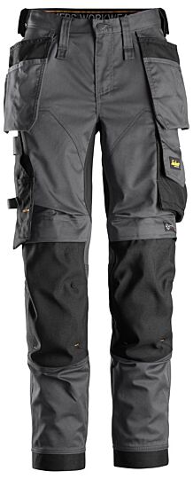 Snickers 6247 AllroundWork Dames Stretchbroek met Holsterzakken Staalgrijs/Zwart