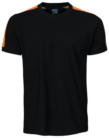 Projob 2019 T-Shirt Met Fluo Inzetstukken Heren Zwart/Oranje