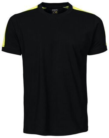 Projob 2019 T-Shirt Met Fluo Inzetstukken Heren Zwart/Geel