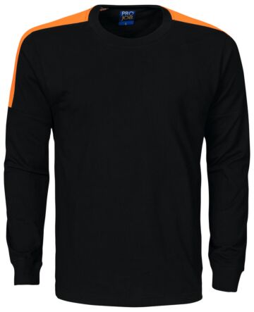 Projob 2020 T-Shirt Lange Mouwen Met Fluo Inzetstukken Heren Zwart/Oranje