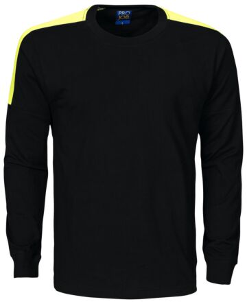 Projob 2020 T-Shirt Lange Mouwen Met Fluo Inzetstukken Heren Zwart/Geel