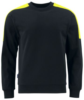 Projob 2125 Sweater Ronde Hals Met Fluo Inzetstukken Heren Zwart/Geel