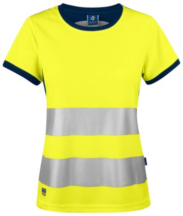 Projob 6012 Signalisatiet-Shirt En Iso 20471 Klasse 2 Dames Geel/Marine