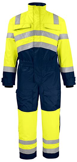 Projob 6202 Gevoerde Signalisatieoverall En Iso 20471 Klasse 3 Heren Geel/Marine