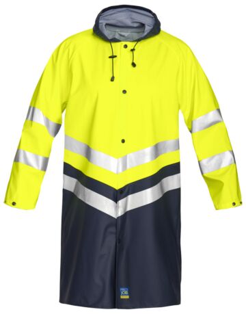 Projob 6403 Lange Signalisatieregenjas En Iso 20471 Klasse 3 Heren Geel/Marine