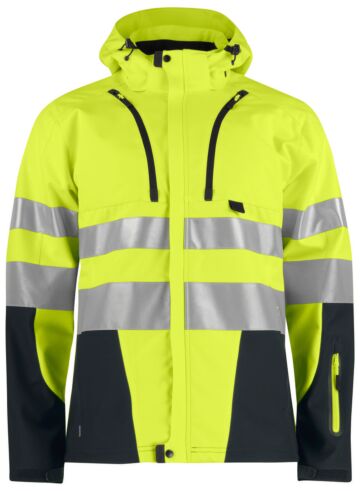 Projob 6419 Ongevoerde Signalisatiesoftshell En Iso 20471 Klasse 3 Heren Geel/Zwart