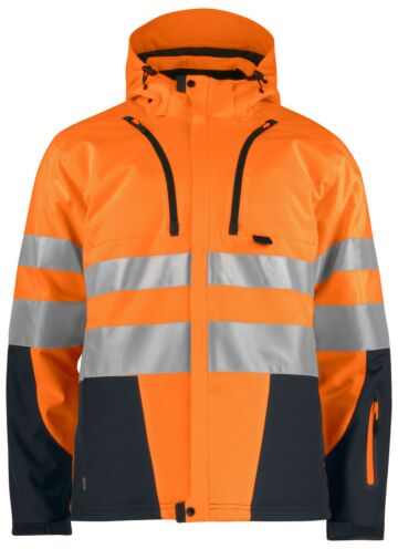 Projob 6420 Gevoerde Signalisatiesoftshell En Iso 20471 Klasse 3 Heren Oranje/Zwart