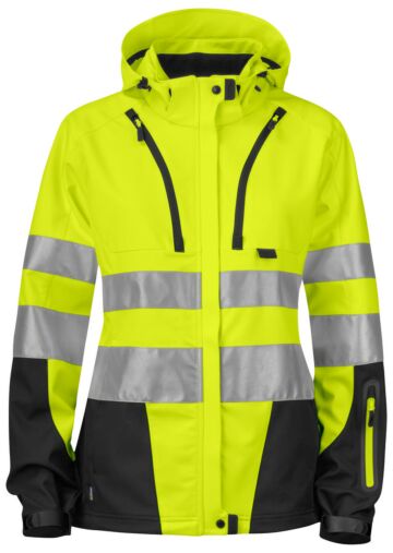 Projob 6423 Ongevoerde Signalisatie Softshell En Iso 20471 Klasse 3 Dames Geel/Zwart