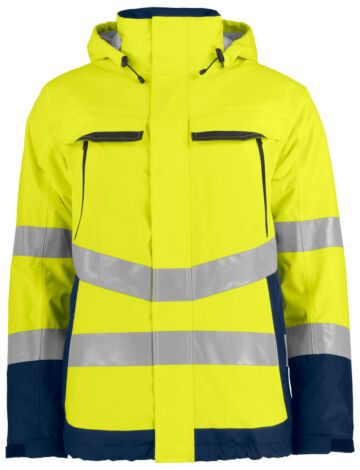 Projob 6441 Gevoerde Signalisatieregenjas En Iso 20471 Klasse 3 Heren Geel/Marine