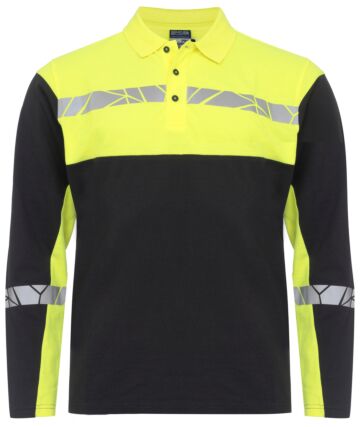 Projob 7004 Polo Lange Mouwen Heren Zwart/Geel