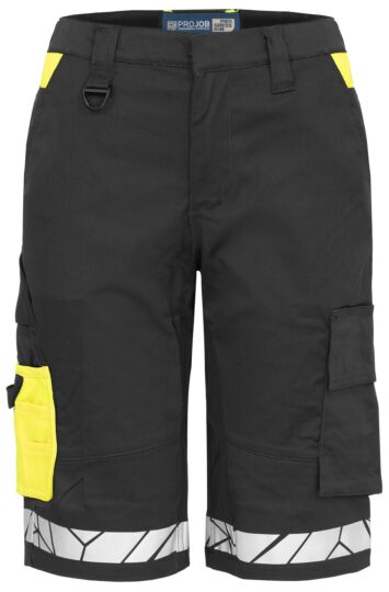 Projob 7514 Stretchshort Dames Zwart/Geel
