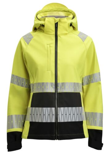 Jobman 1377 Women'S Softshell Jacket Hi-Vis Dames Geel/Zwart