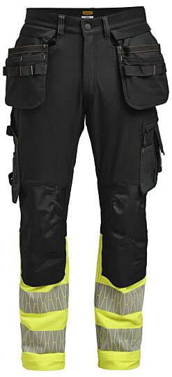 Jobman 2372 Hi-Vis Women'S Craftsman Trousers Stretch Hp Dames Zwart/Geel