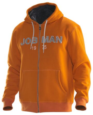 Jobman 5154 Vintage Hoodie Lined Heren Oranje/Donkergrijs