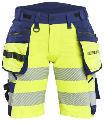 Blåkläder 7020-1648 Dames High Vis short 4-weg stretch met gereedschapzakken High Vis Geel/Marineblauw