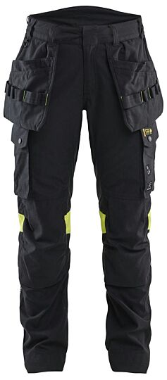 Blåkläder 7108-1512 Dames Multinorm werkbroek inherent met gereedschapszakken Zwart/High Vis Geel