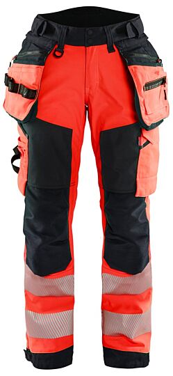 Blåkläder 7118-2513 Dames Softshell High Vis Werkbroek High Vis Rood/Zwart