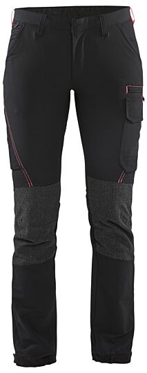 Blåkläder 7122-1645 Dames Service werkbroek 4-weg stretch Zwart/Rood