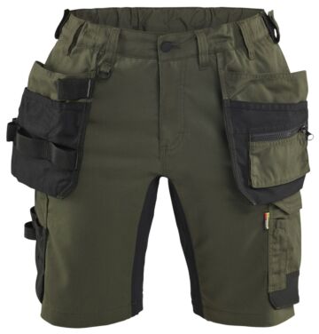 Blåkläder 7133-1832 Dames Short 2-weg stretch met gereedschapszakken Donker herfstgroen/Zwart
