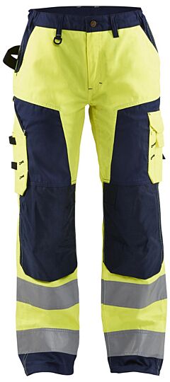 Blåkläder 7155-1811 Dames High Vis Werkbroek High Vis Geel/Marineblauw