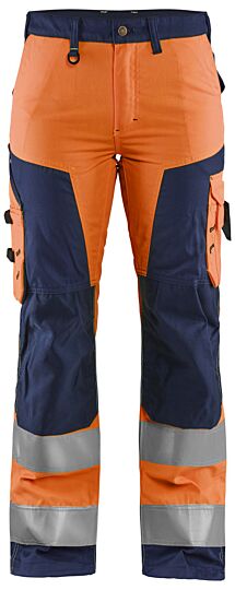 Blåkläder 7155-1811 Dames High Vis Werkbroek High Vis Oranje/Marineblauw