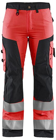 Blåkläder 7155-1811 Dames High Vis Werkbroek High Vis Rood/Zwart