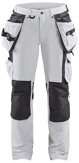 Blåkläder 7179-1645 Dames Schildersbroek 4-weg stretch met gereedschapszakken Wit/Donkergrijs